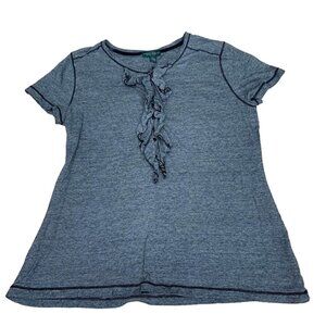 Lauren Ralph Lauren Henley Shirt Women’s Size Large T-Shirt Boho Trim Gray